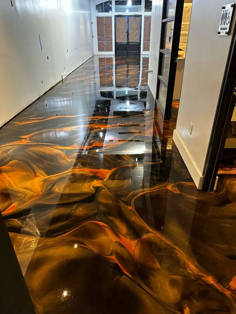 Finished Amber Lava metallic floor