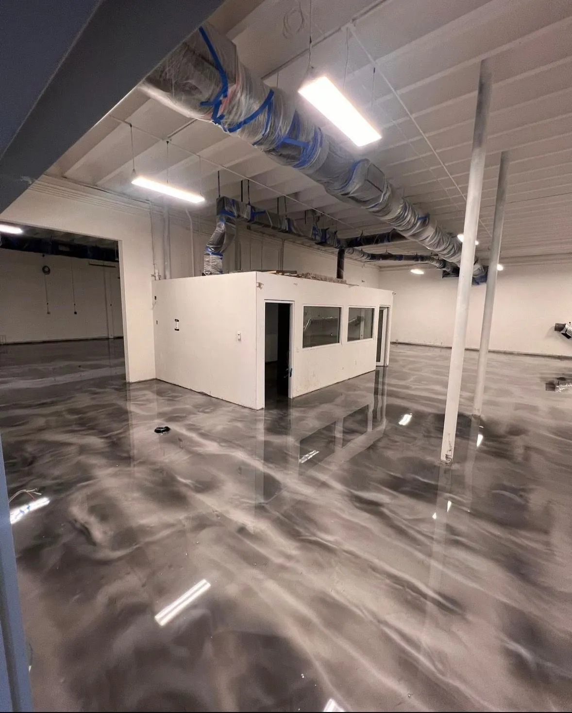 Graphite metallic warehouse floor