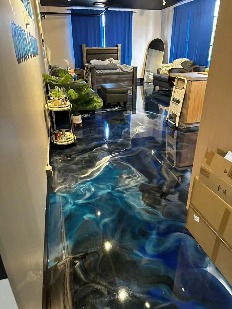 Ocean Agate blue metallic floor