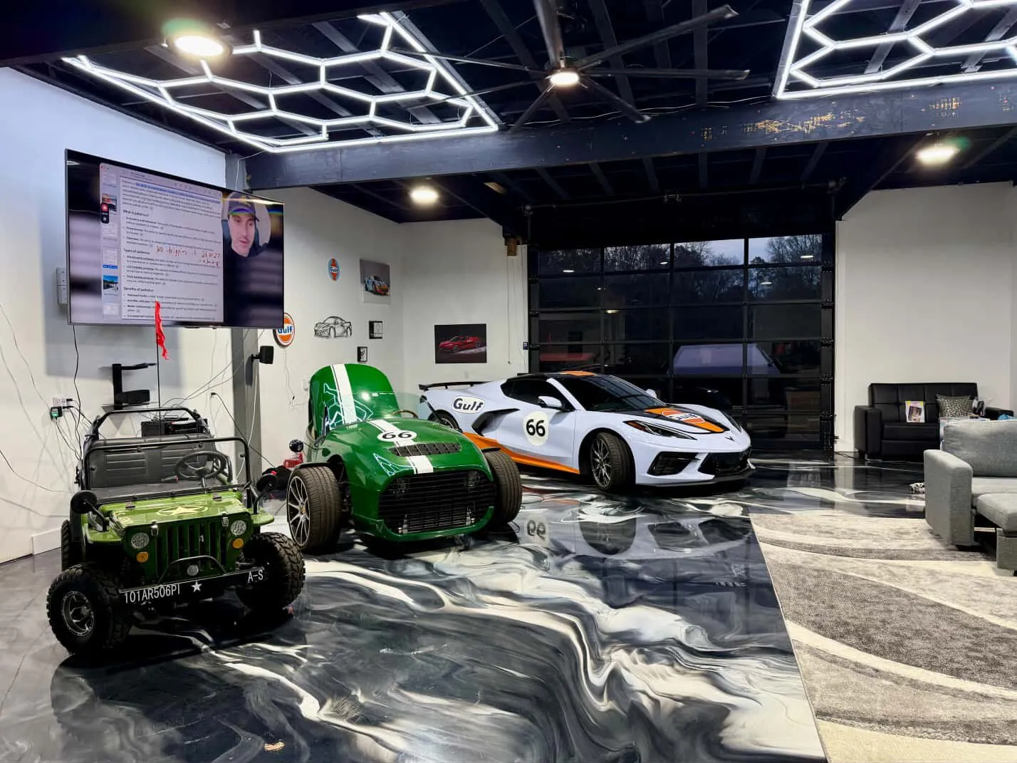 Onyx Marble floor in a private car showroom